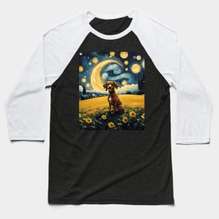 Starry Night Dachshund  Dog , Van Gogh Dachshund Art Baseball T-Shirt